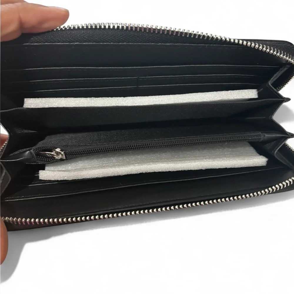 Studded Black Wallet with Motorcycle Design